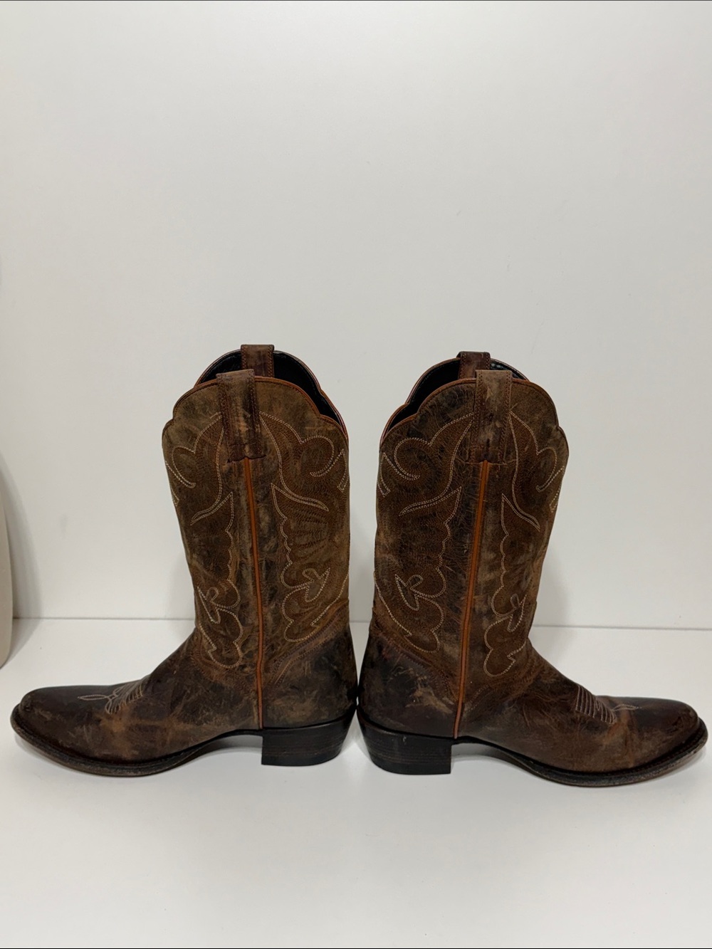 J.B Dillon Distressed Cowgirl Boots Size 10B Goat Leather - Picture 7 of 17